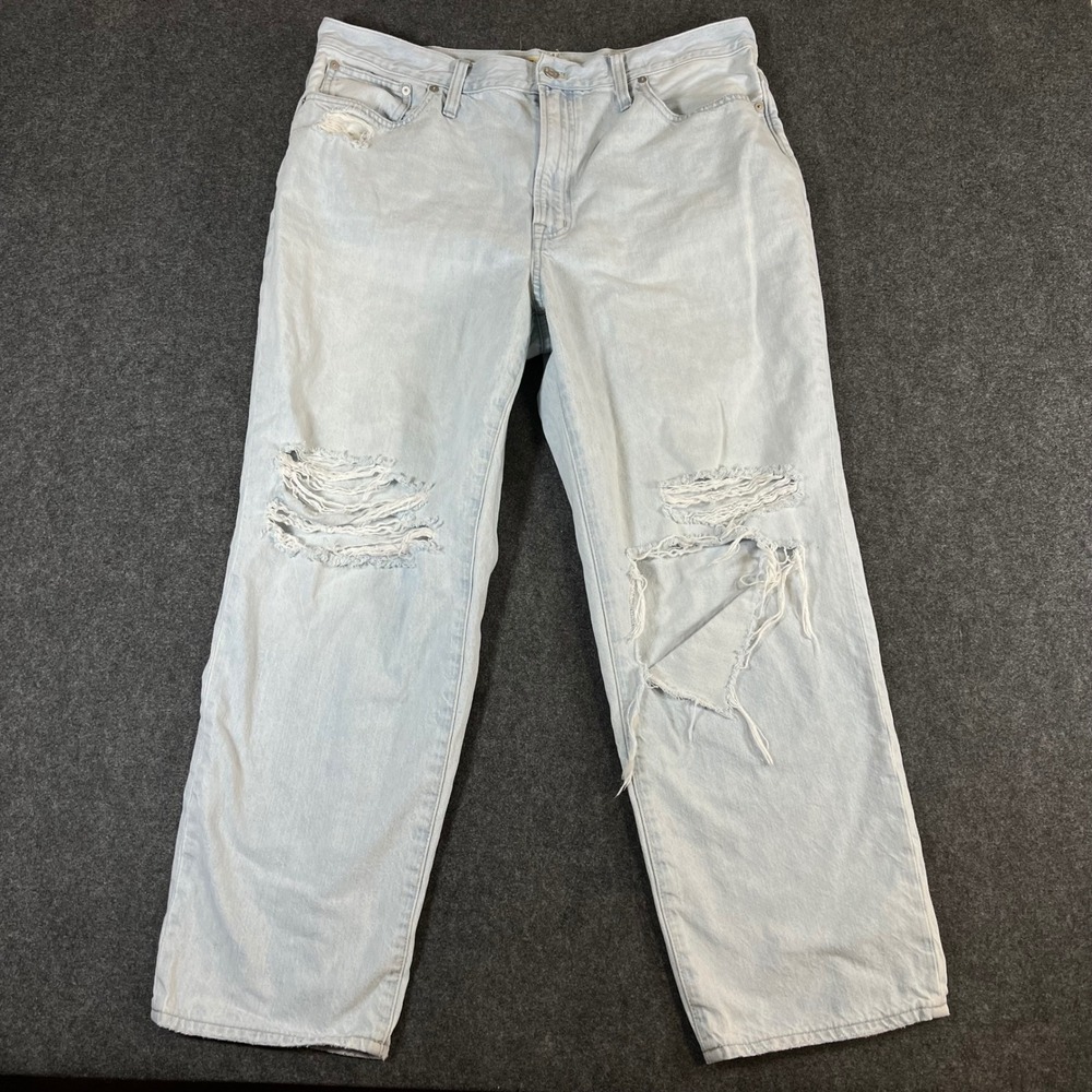 Madewell The Perfect Vintage Straight Jeans Light Wash Distressed Size 33